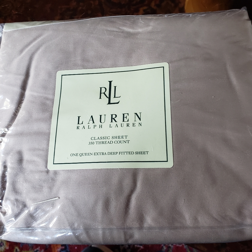 Complete Ralph Lauren Classic Queen Bed Set in Soft Beige, Cream